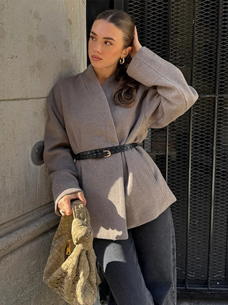 Preston Club Wolljacke mit Gürtel